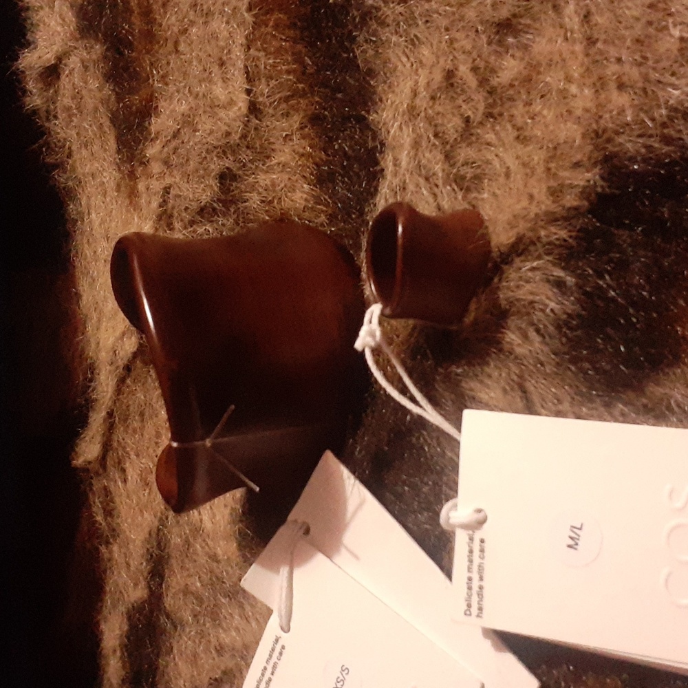 COS Dark Brown Wooden  Cuff And Ring
